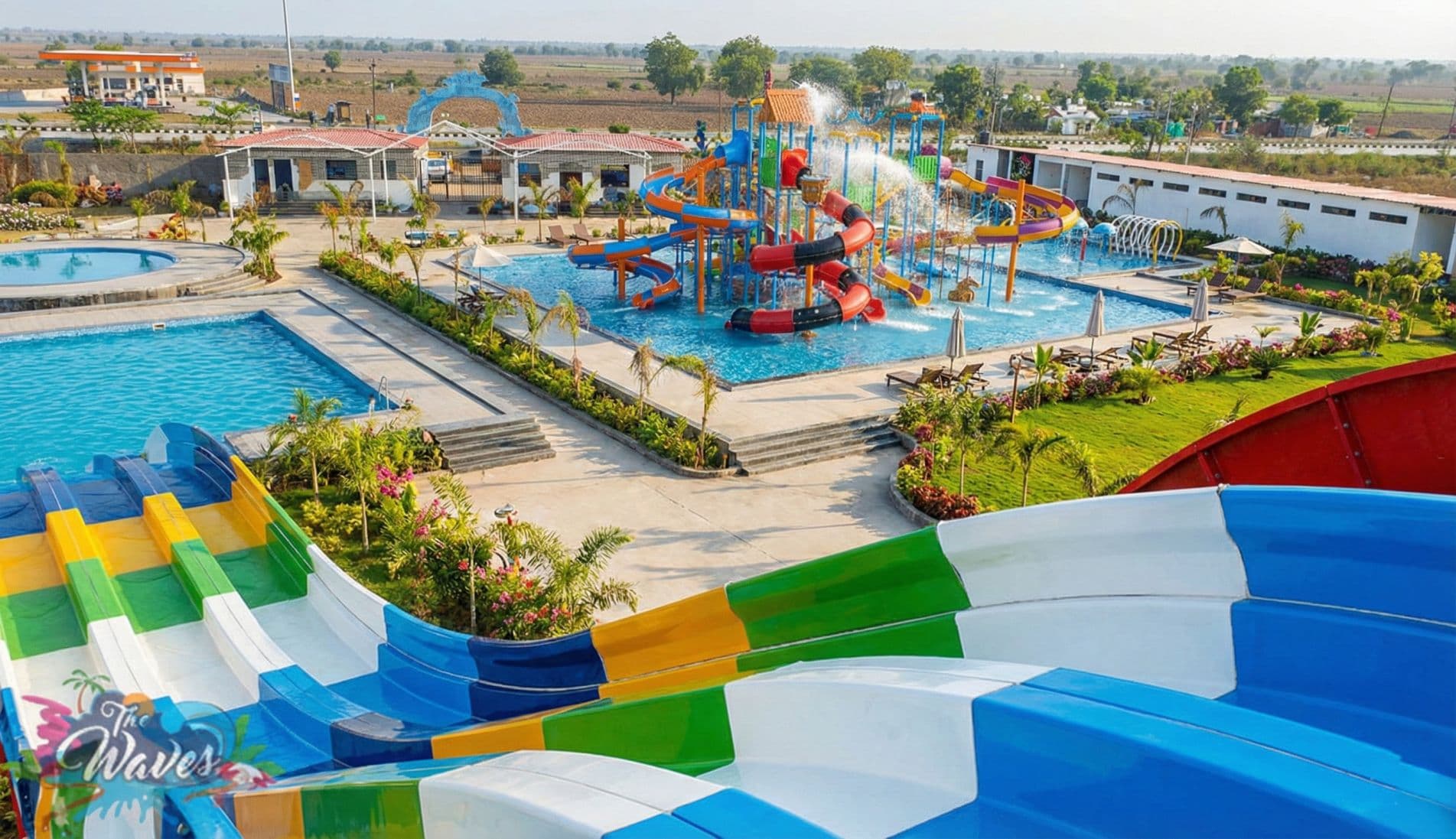 Aerial view of water park